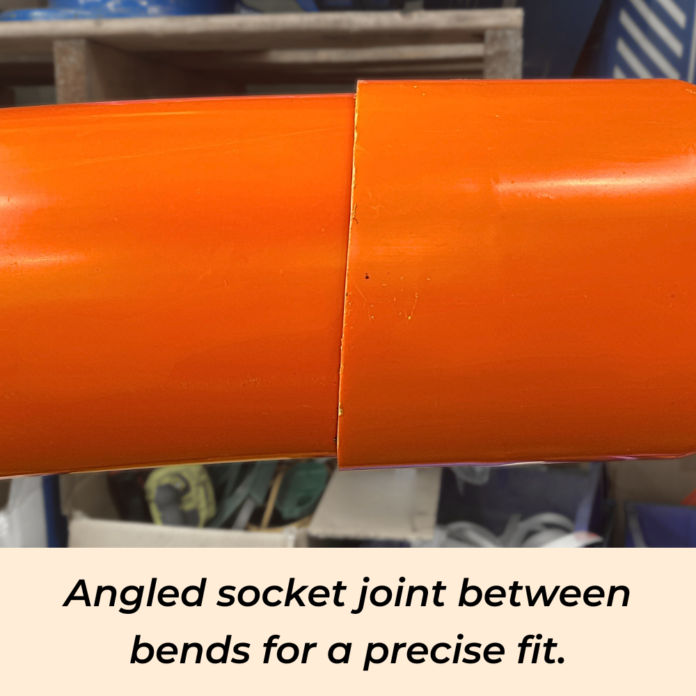 Electrical duct extended radius bend 5 Angled socket joint between bends for a precise fit.