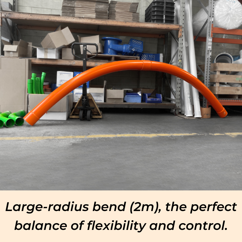 Electrical duct extended radius bend 6 Large-radius bend (2m), the perfect balance of flexibility and control.