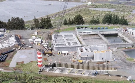 An aerial view of plastic pipe installation by Solo at Pukekohe